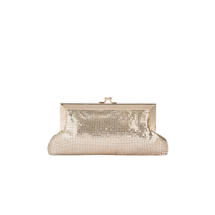 Olga Berg Zara Mesh Clutch in Gold TENN Designer Hire