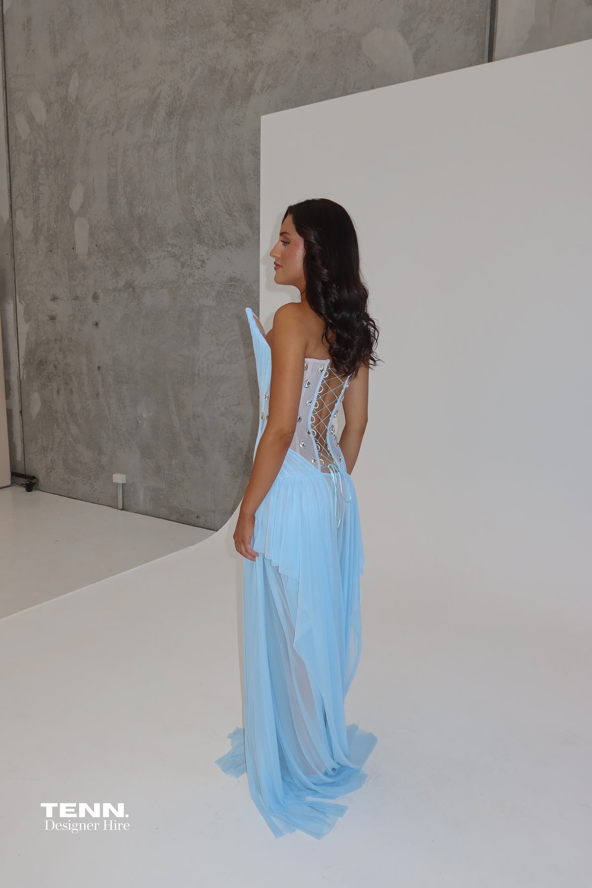 Oxa Couture Aurelia Gown Blue Evening Gown TENN Designer Hire