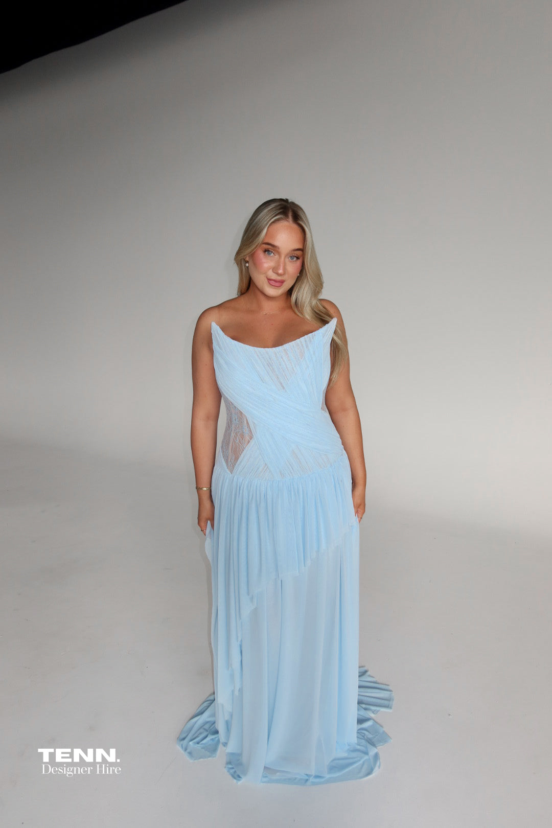 Oxa Couture Elle Corset Gown Powder Blue TENN Designer Hire
