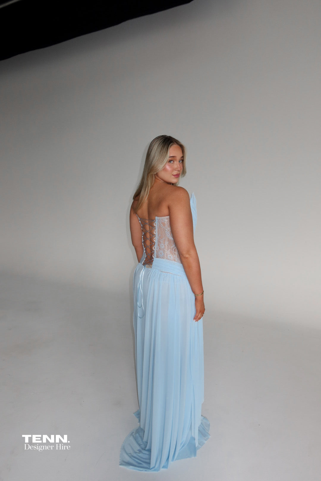 Oxa Couture Elle Gown in Powder Blue TENN Designer Hire