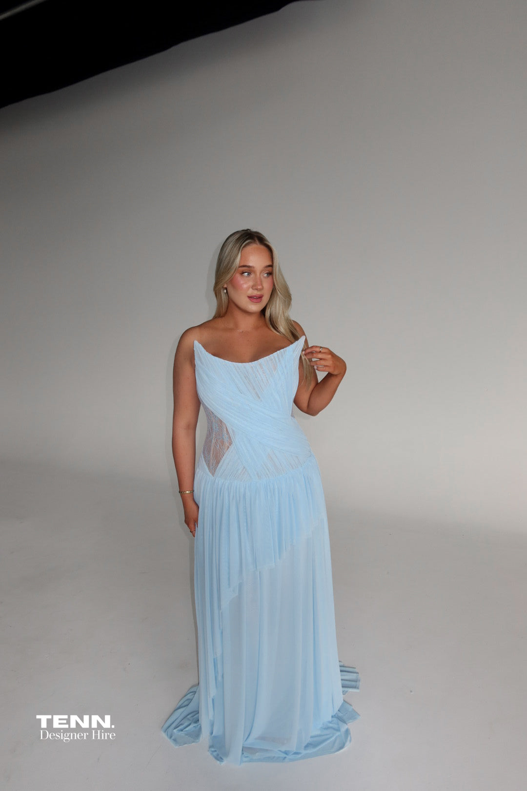 Oxa Couture Elle Powder Blue Gown TENN Designer Hire