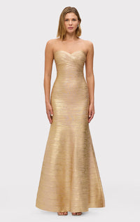 Herve leger gold dress