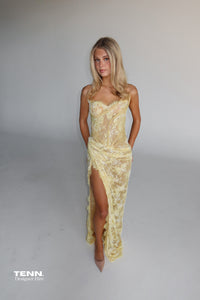 Serena Strapless Corset Gown Daffodil TENN Designer Hire