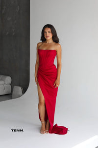 Lia Stublla red formal dress hire