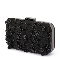 Olga Berg Beth Encrusted Clutch available for hire at TENN Designer Hire — elegant and feminine clutch featuring hand-encrusted flower crystal detailing, perfect for formal events and special occasions.