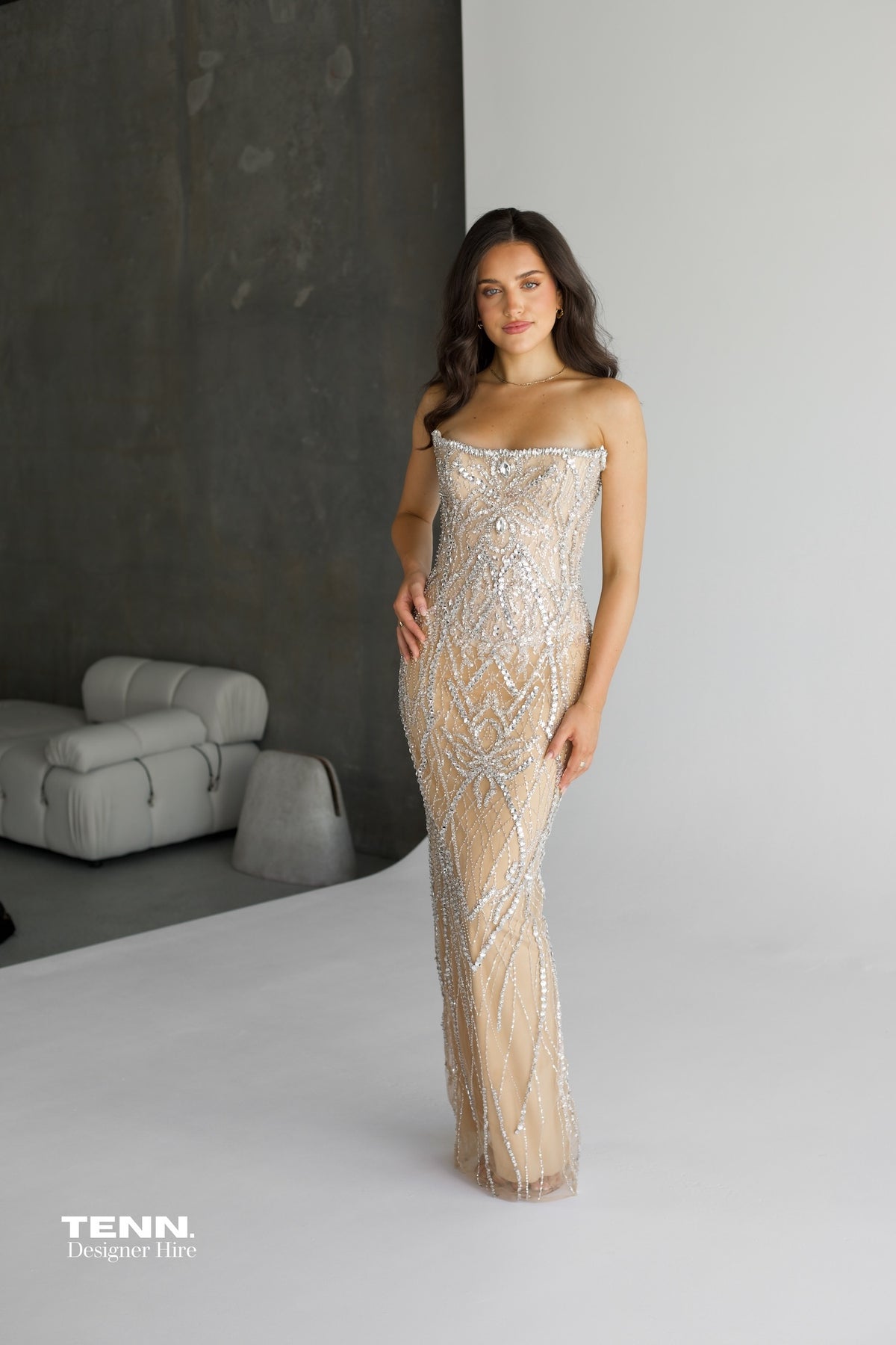 Regal Gown (Off Shoulder Long Silver Dress)