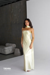 Lilia Satin Maxi Dress - Soft Yellow