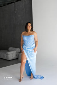 Diour Embellished Gown - Sky Blue