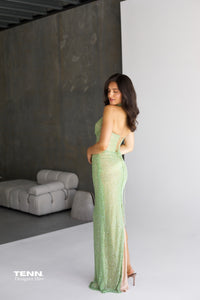 Green sparkle formal dress