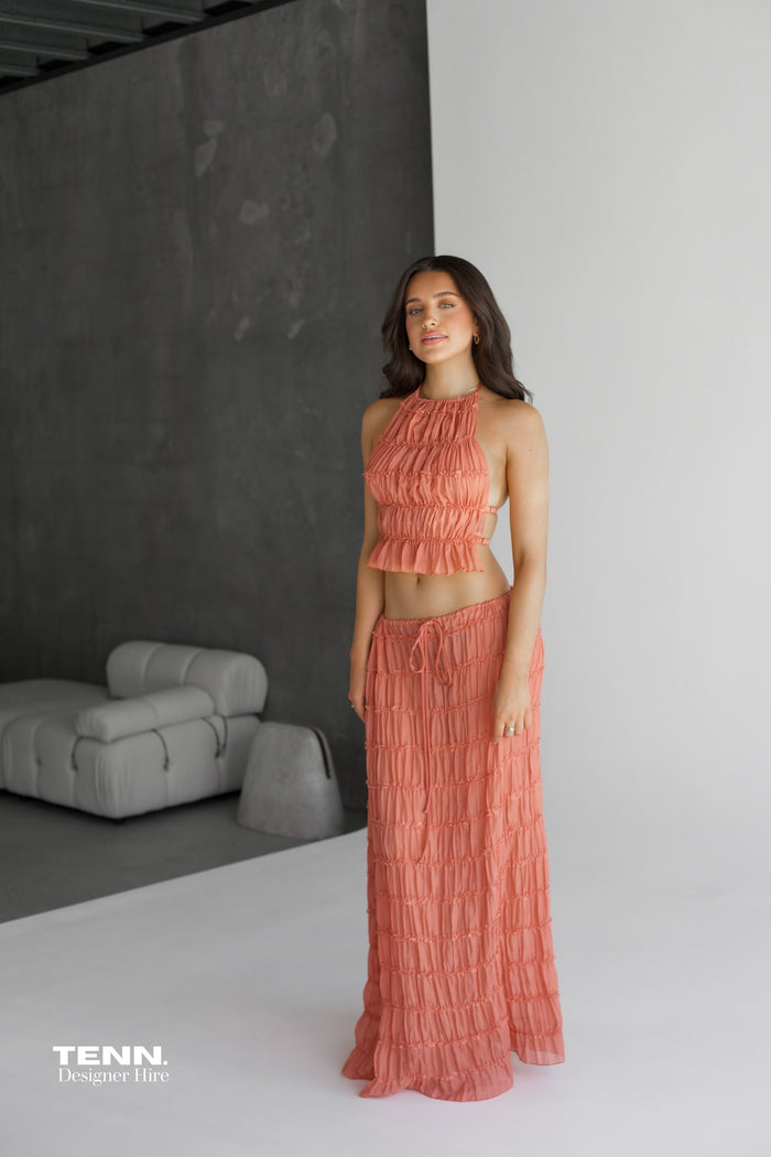 Juliette Halter top & Maxi Skirt - Peach