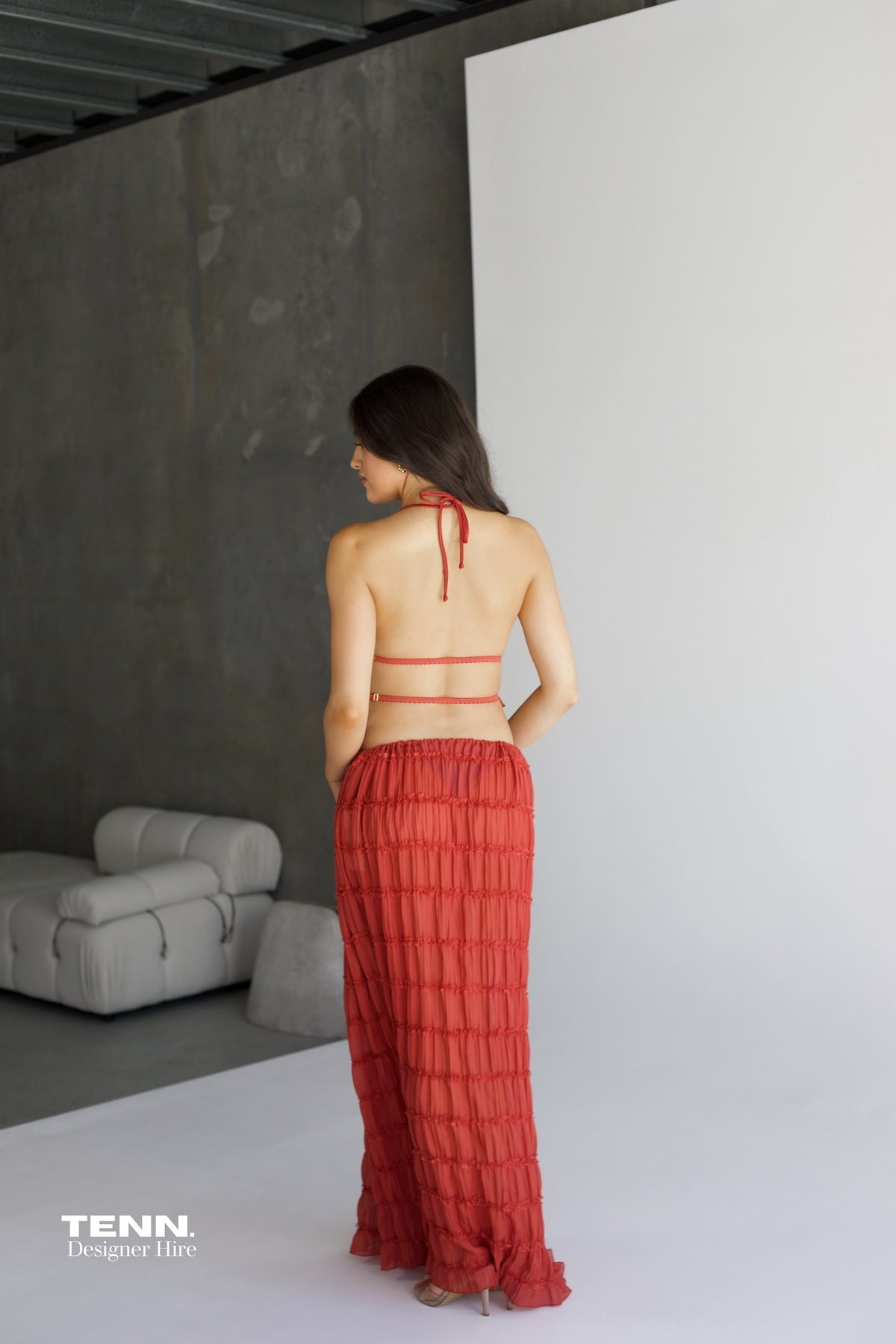 Juliette Halter top & Maxi Skirt - Red