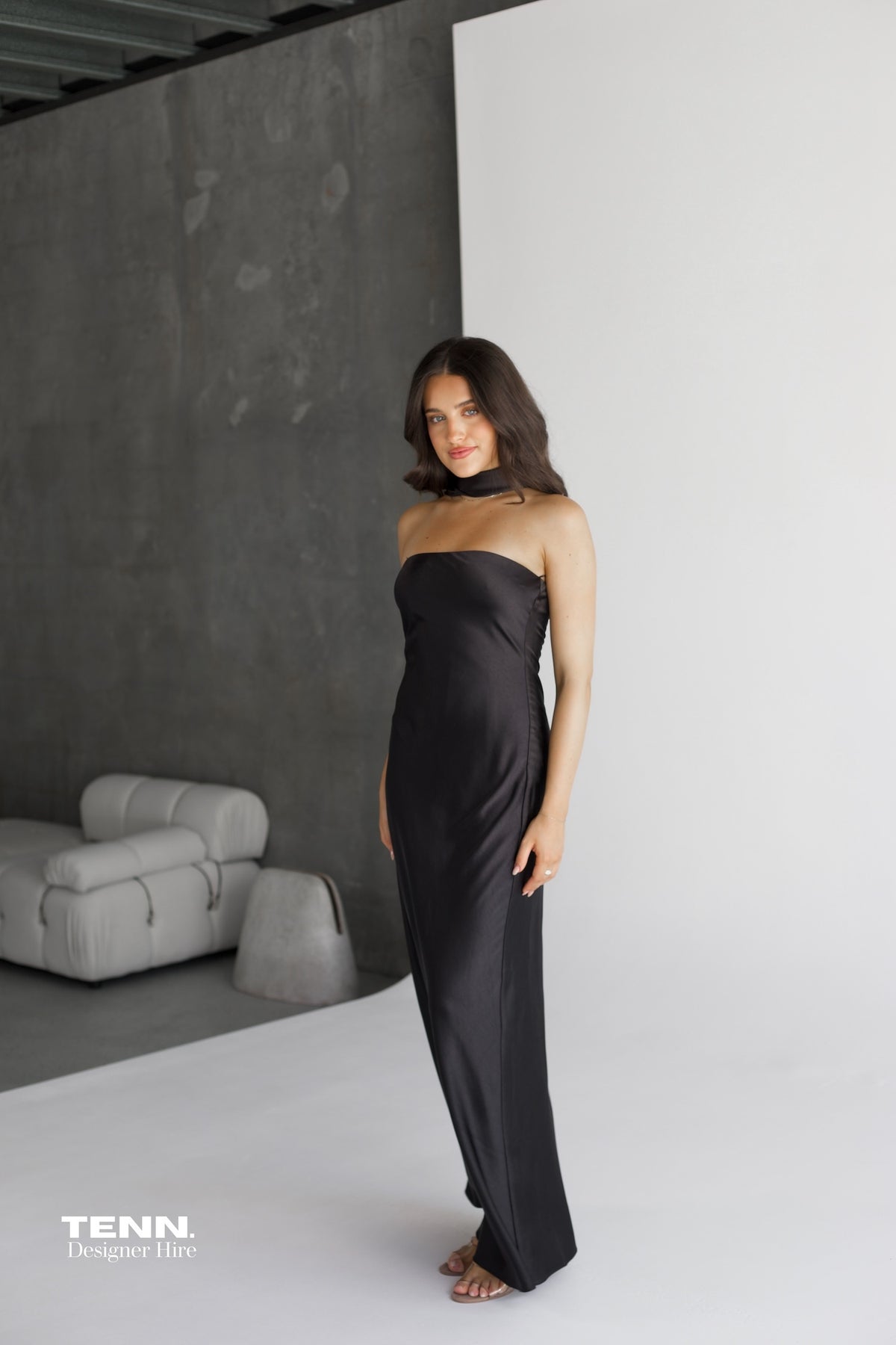 Lilia Satin Maxi Dress - Black