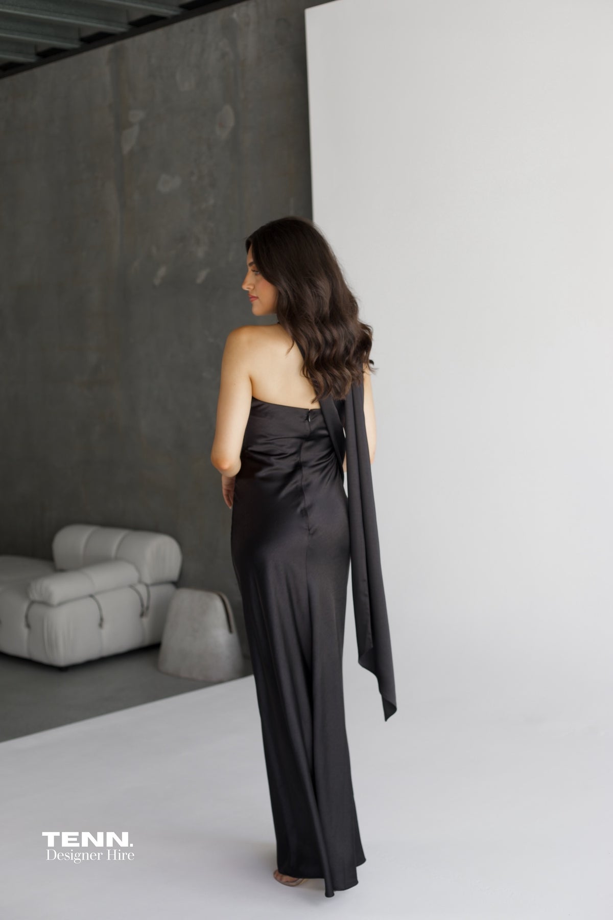 Lilia Satin Maxi Dress - Black