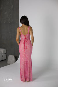 Pink beaded formal dress