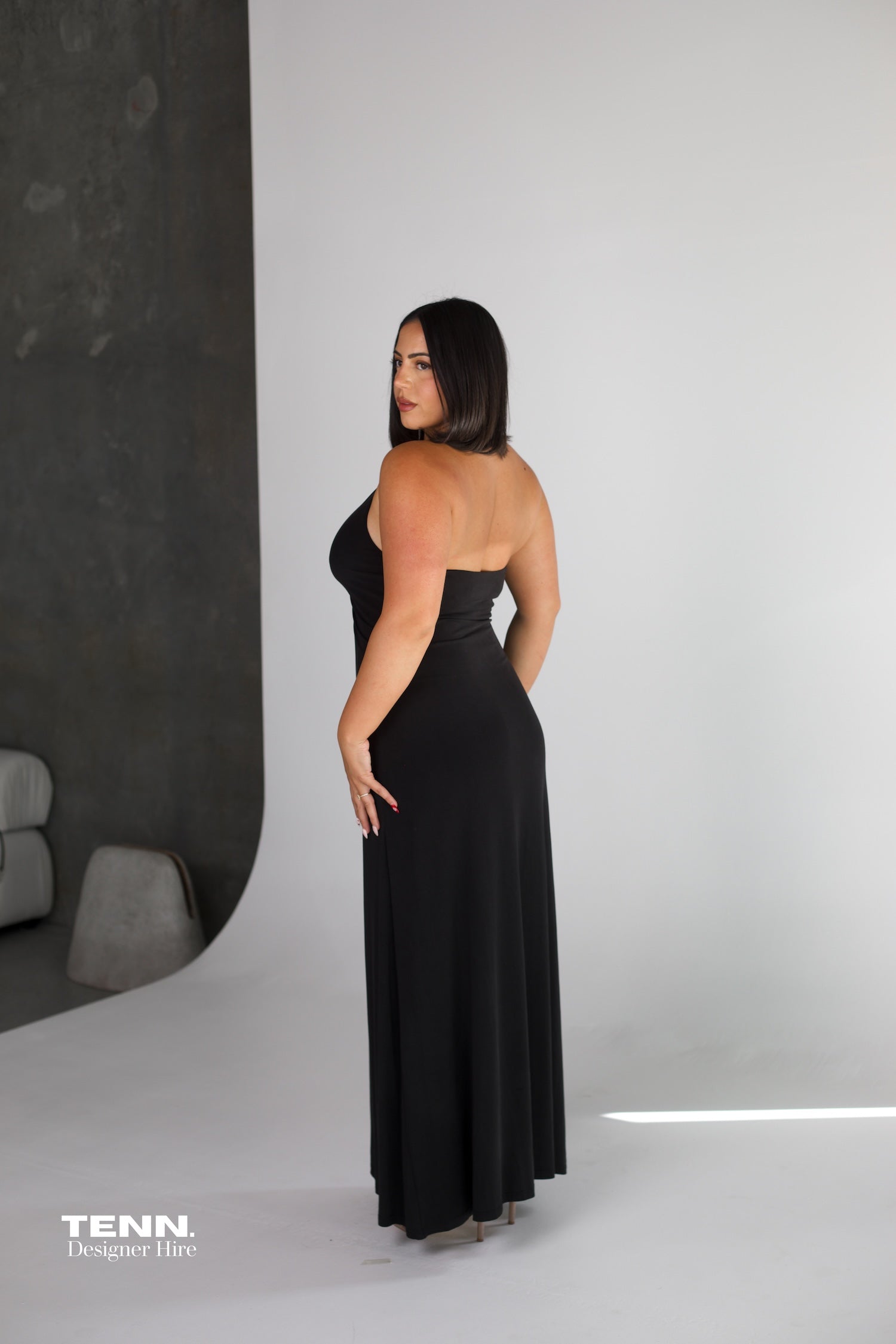 LILIA SATIN MAXI DRESS BLACK - MISHA – TENN.