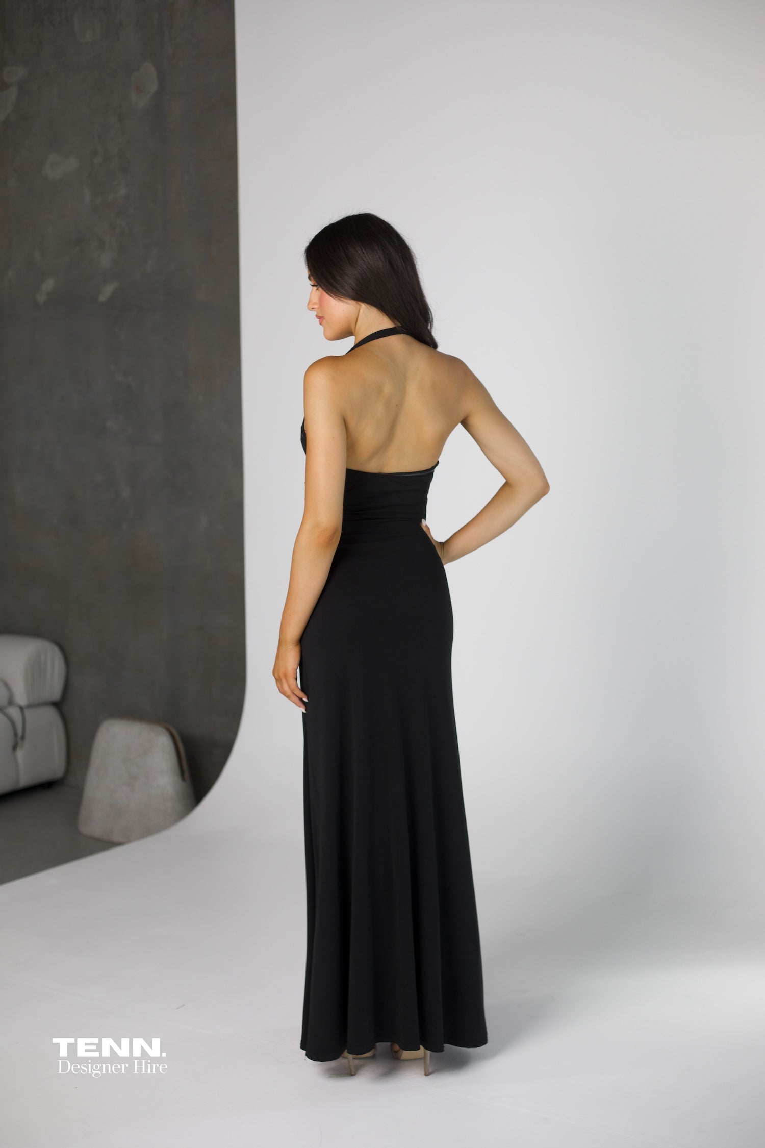 LILIA SATIN MAXI DRESS BLACK - MISHA – TENN.