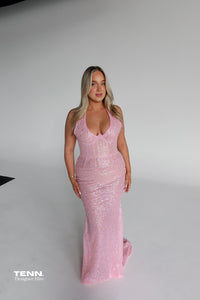 Golden Couture Gown - Baby Pink