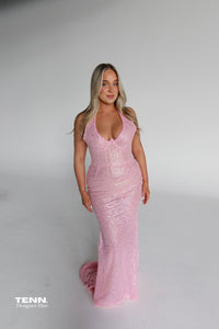 Golden Couture Gown - Baby Pink