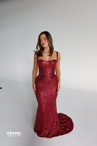 Celestial Shimmer Gown - Wine