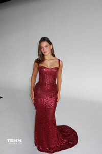 Celestial Shimmer Gown - Wine