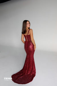 Celestial Shimmer Gown - Wine