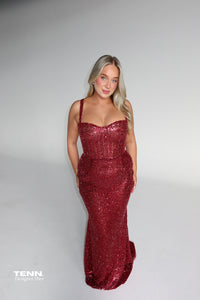 Celestial Shimmer Gown - Wine
