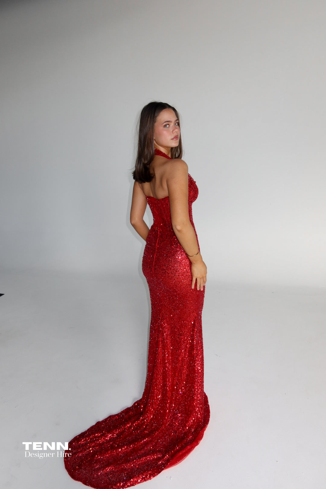 Golden Couture Gown - Ferrari Red