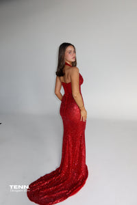 Golden Couture Gown - Ferrari Red