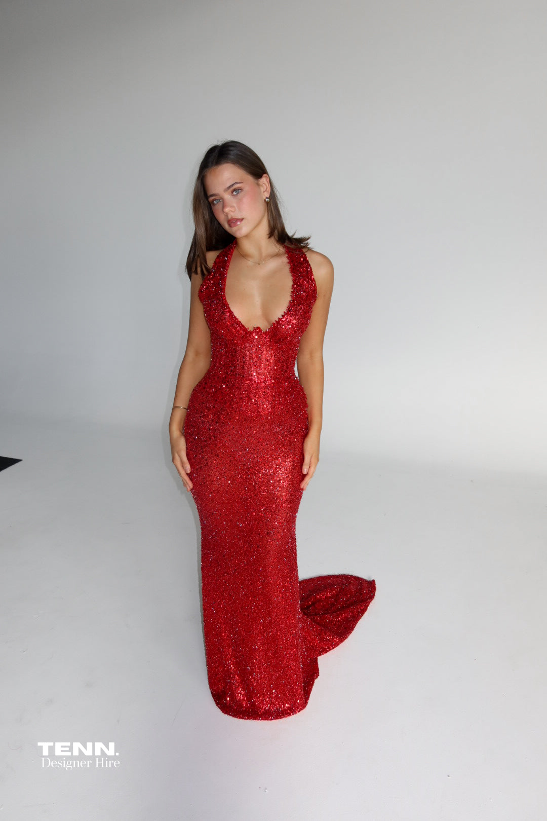 Golden Couture Gown - Ferrari Red