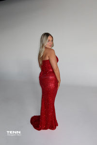 Golden Couture Gown - Ferrari Red