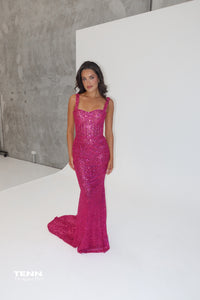 Celestial Shimmer Gown - Fuchsia