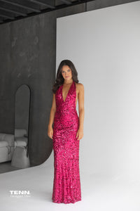 Liana Dress - Magenta Sequin