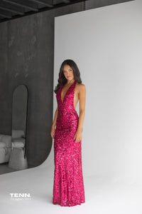 Liana Dress - Magenta Sequin