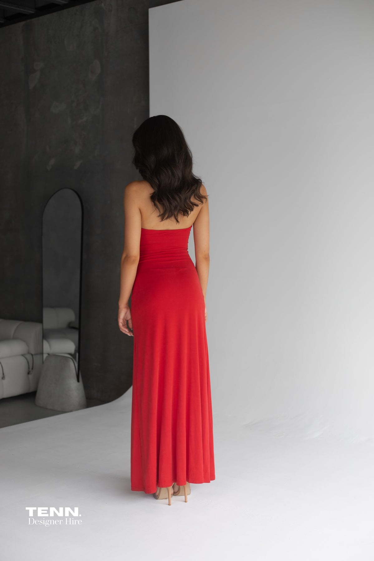 Jennifer Cupro Maxi Dress - Red