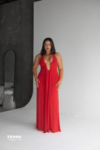Jennifer Cupro Maxi Dress - Red