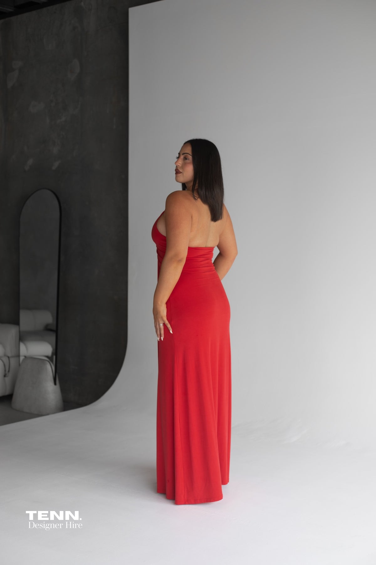 Jennifer Cupro Maxi Dress - Red