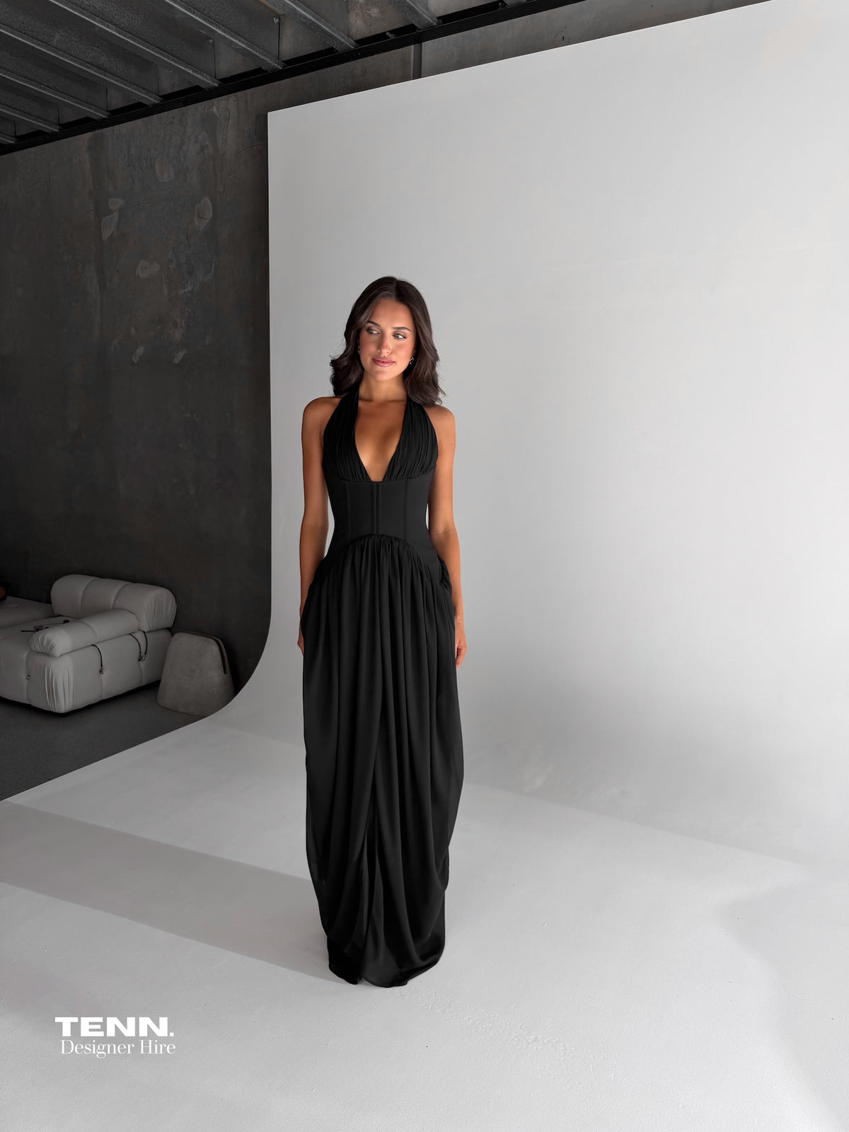 Halter Corset Gown - Black