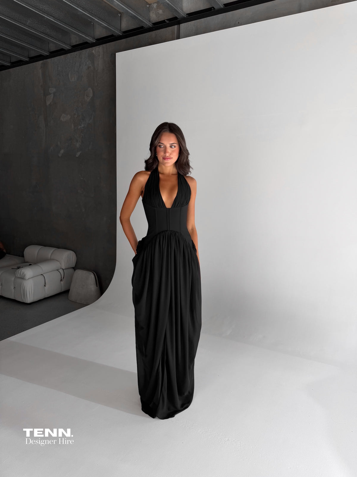 Halter Corset Gown - Black
