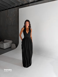Halter Corset Gown - Black