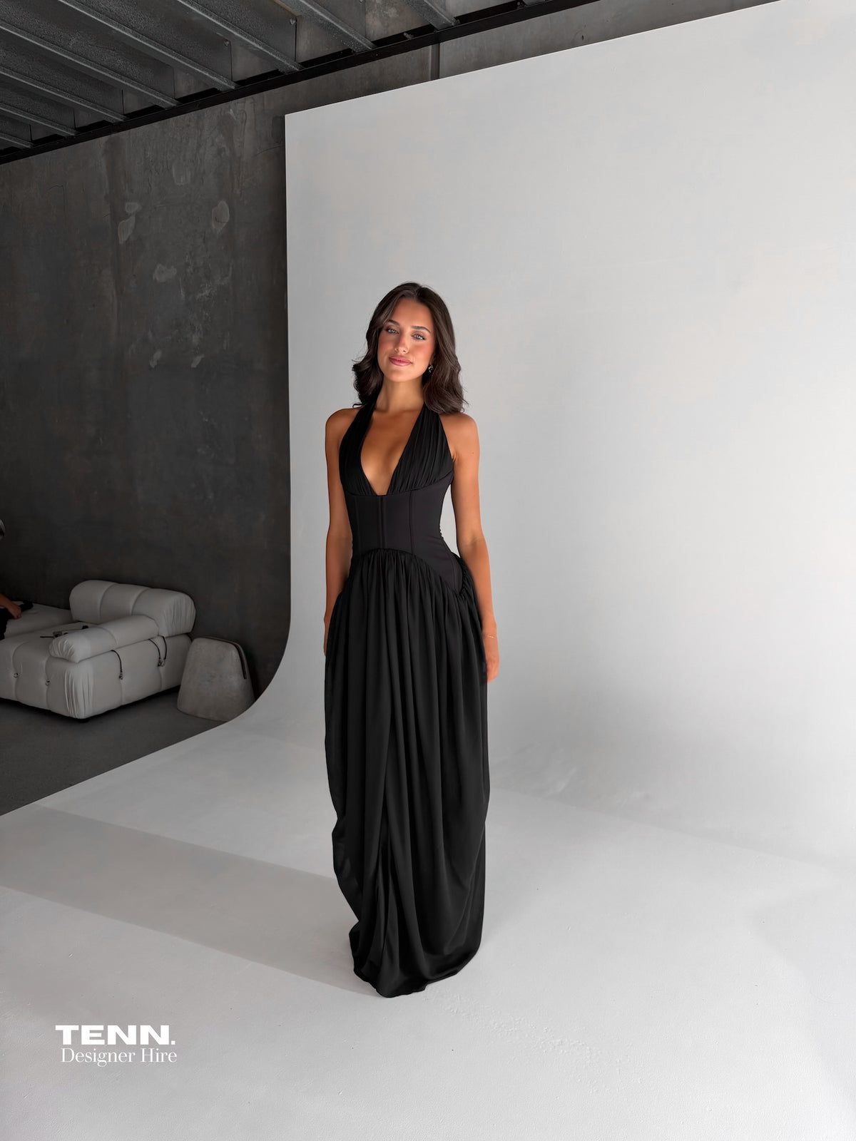 Halter Corset Gown - Black