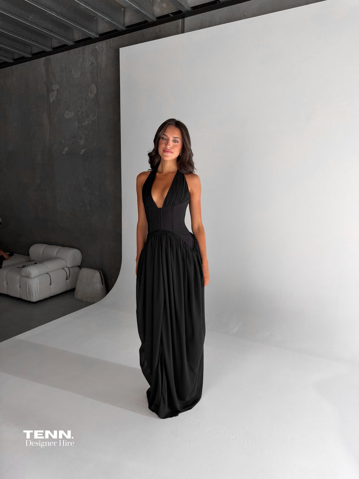 Halter Corset Gown - Black