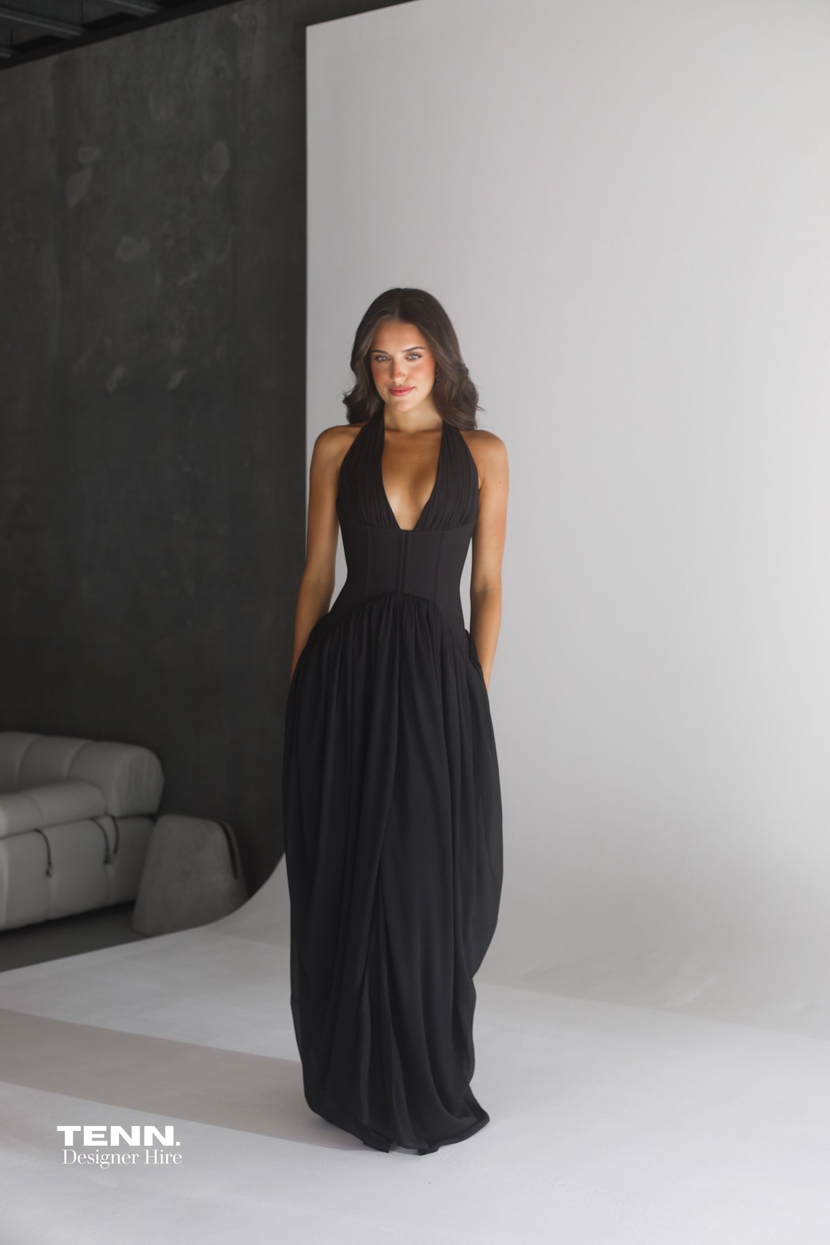 Halter Corset Gown - Black
