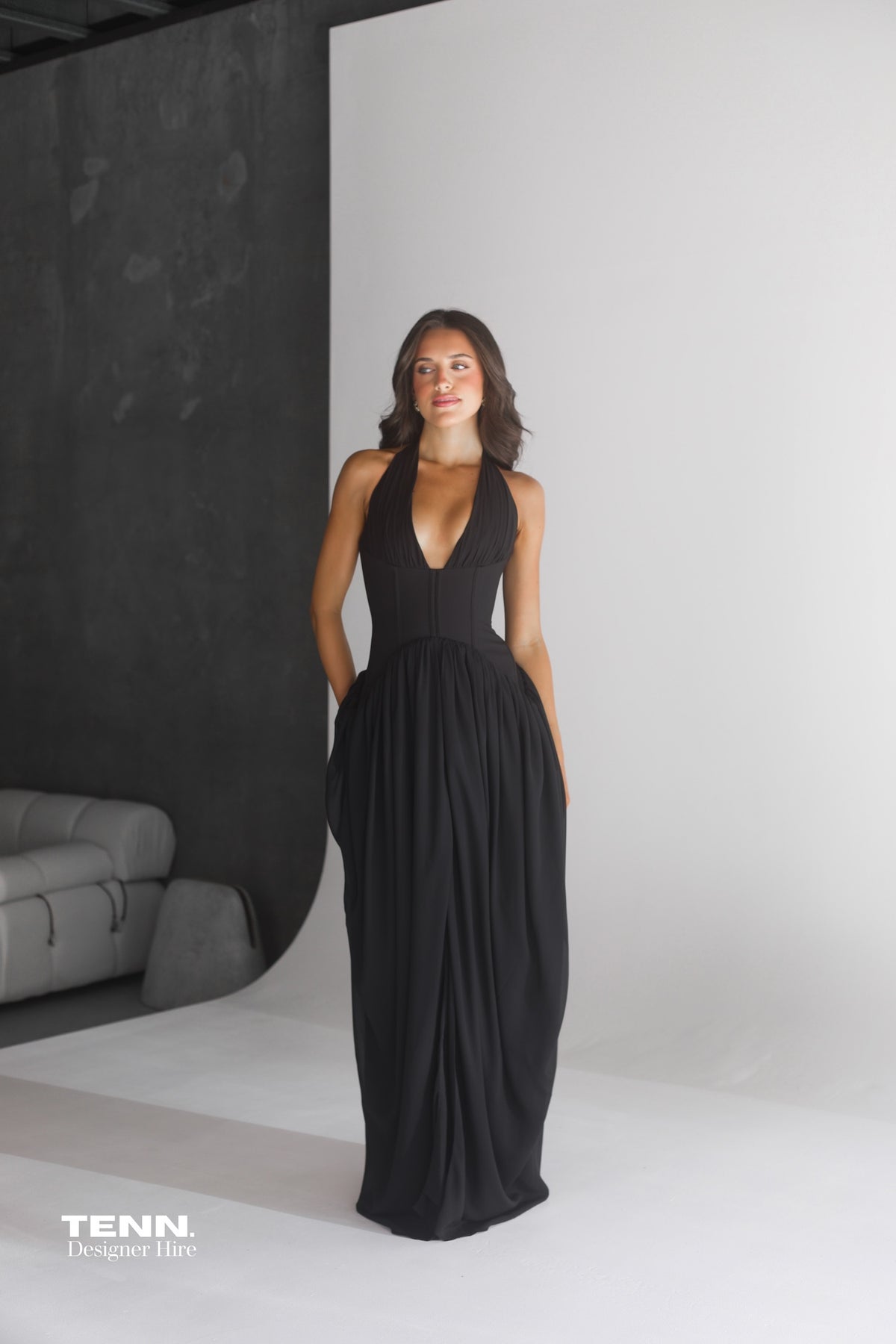 Halter Corset Gown - Black