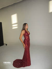 Golden Couture Gown - Wine
