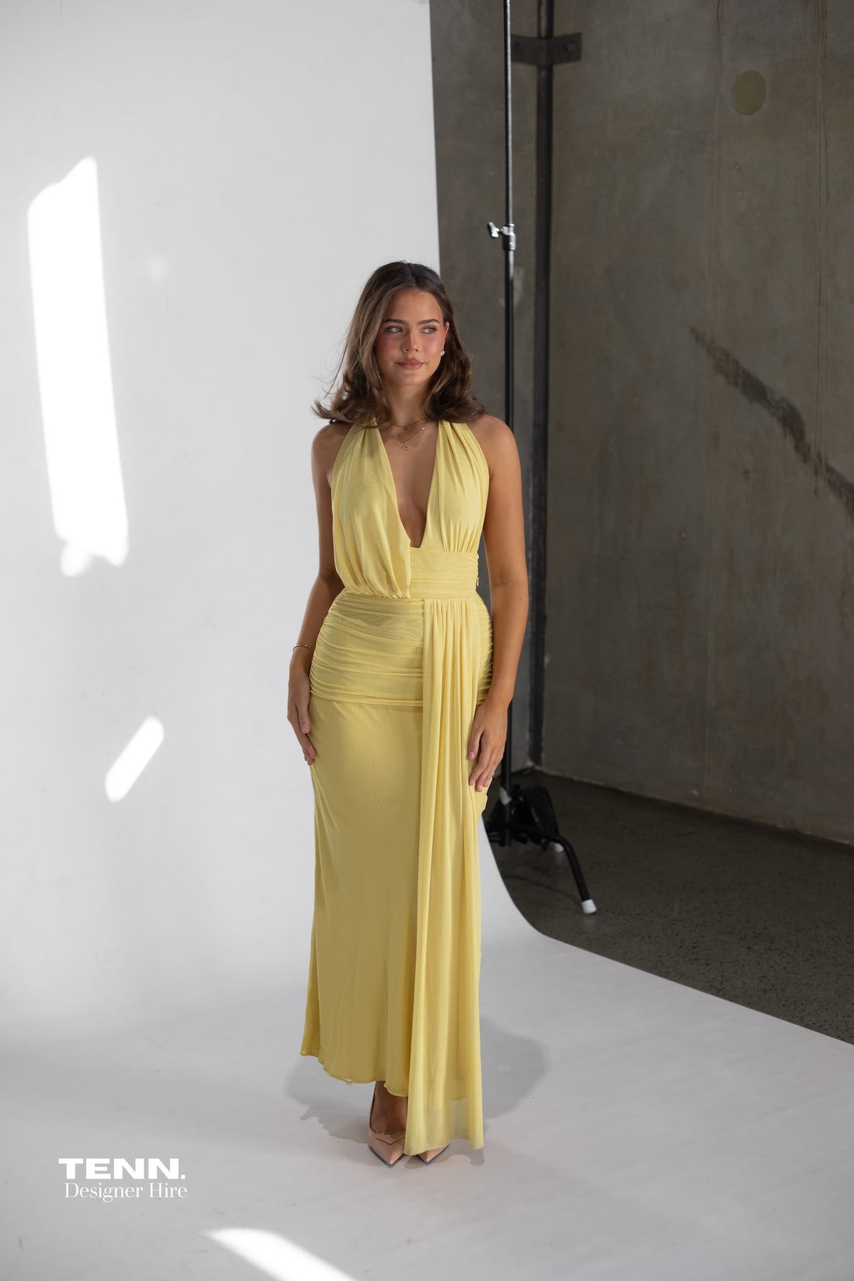 Cassis Drape Maxi Dress - Citron