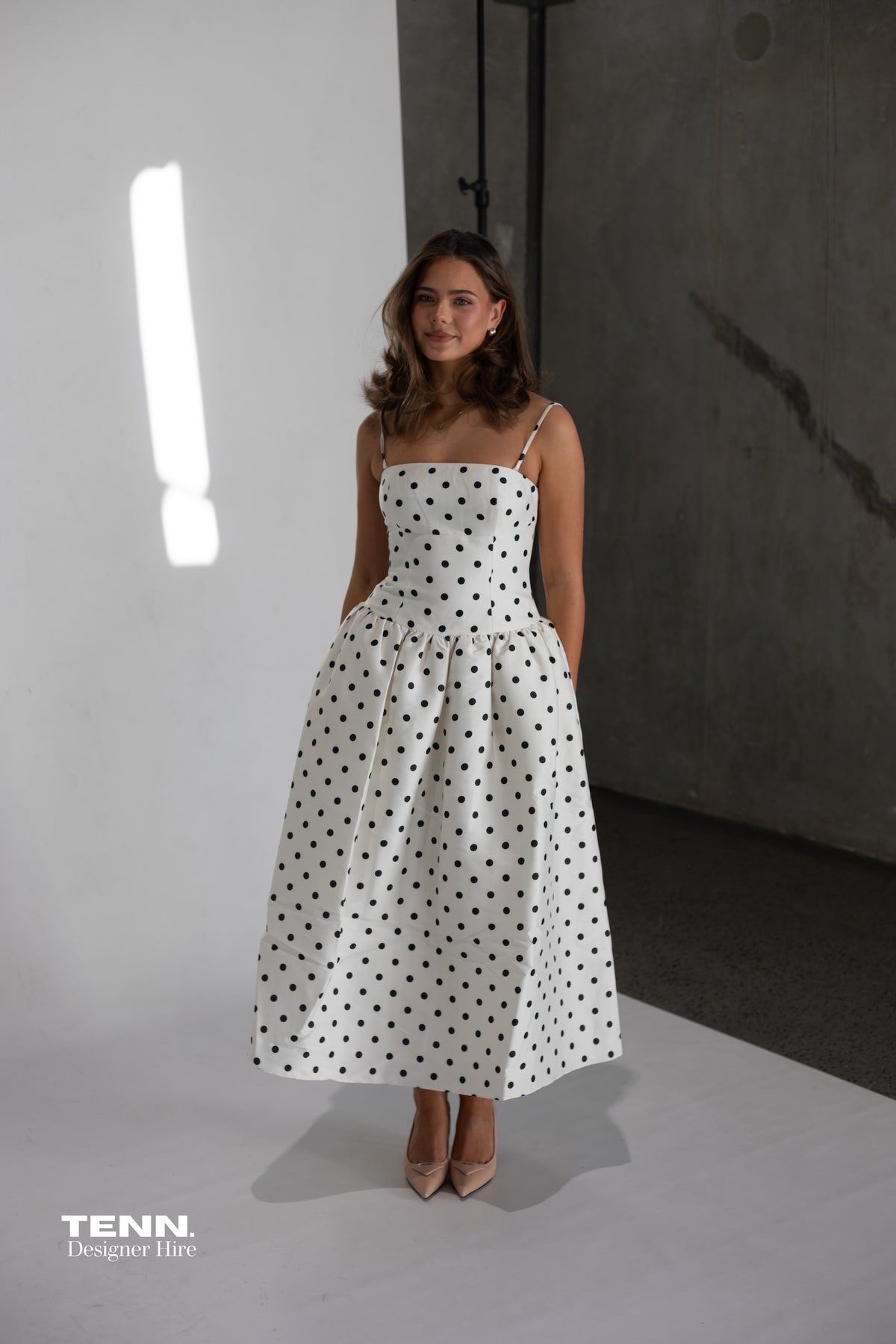 Self Portrait Black And Cream Polka Dot Dress TENN Designer Hire