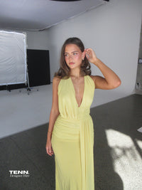 Cassis Drape Maxi Dress - Citron