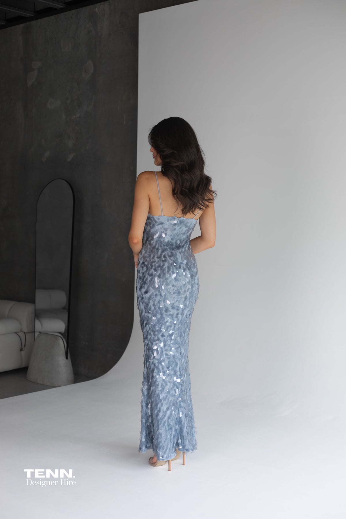 Sapphire Sequin Maxi Dress - Dove Grey