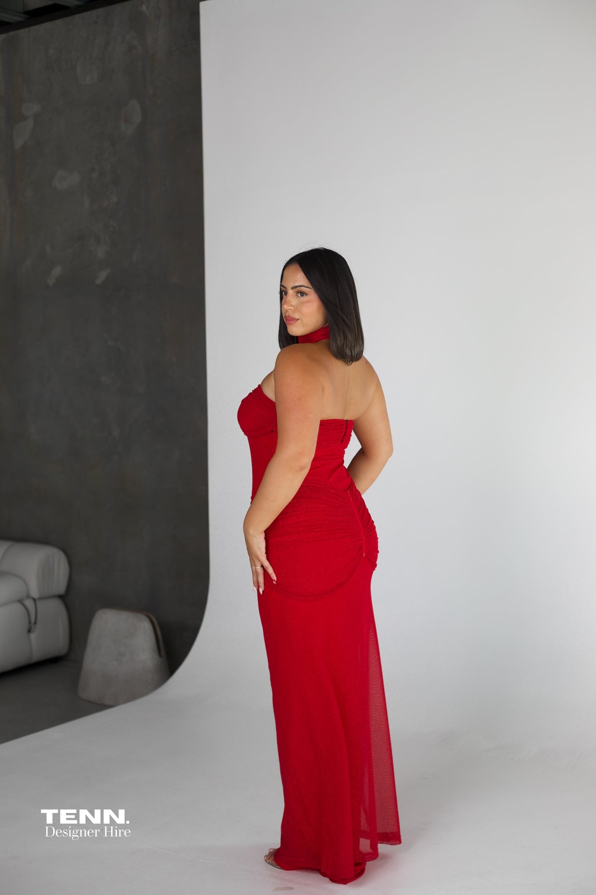 red sparkle formal dress