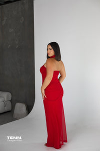 red sparkle formal dress